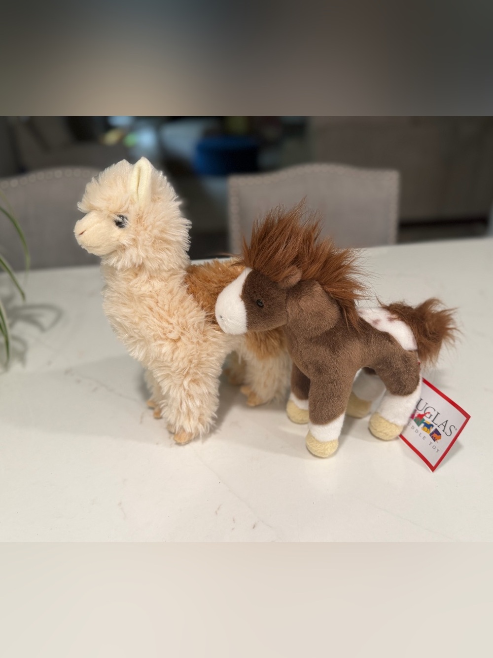 2 NWT Douglas Cuddle Toys -   Appaloosa Horse and Alice Alpaca Llama